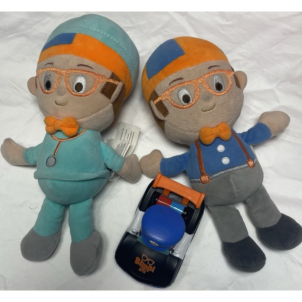 Lot Of 3 Blippi Toys 2 Talking Plush Working And Plastic Car